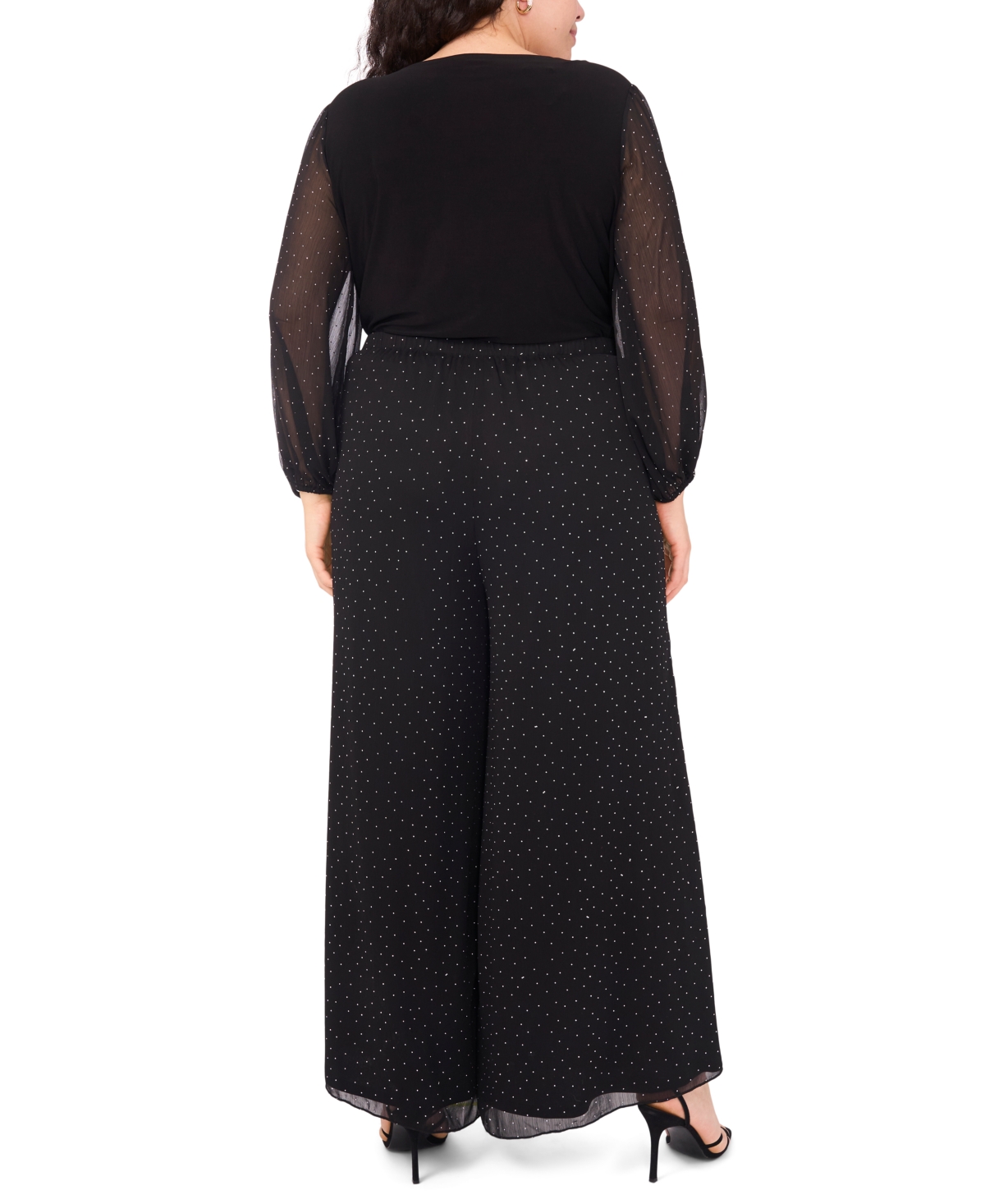 Msk Plus-size Women's Puffed Wrap Top In Black