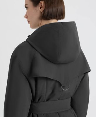 Women's Hooded Belt Trench Coat