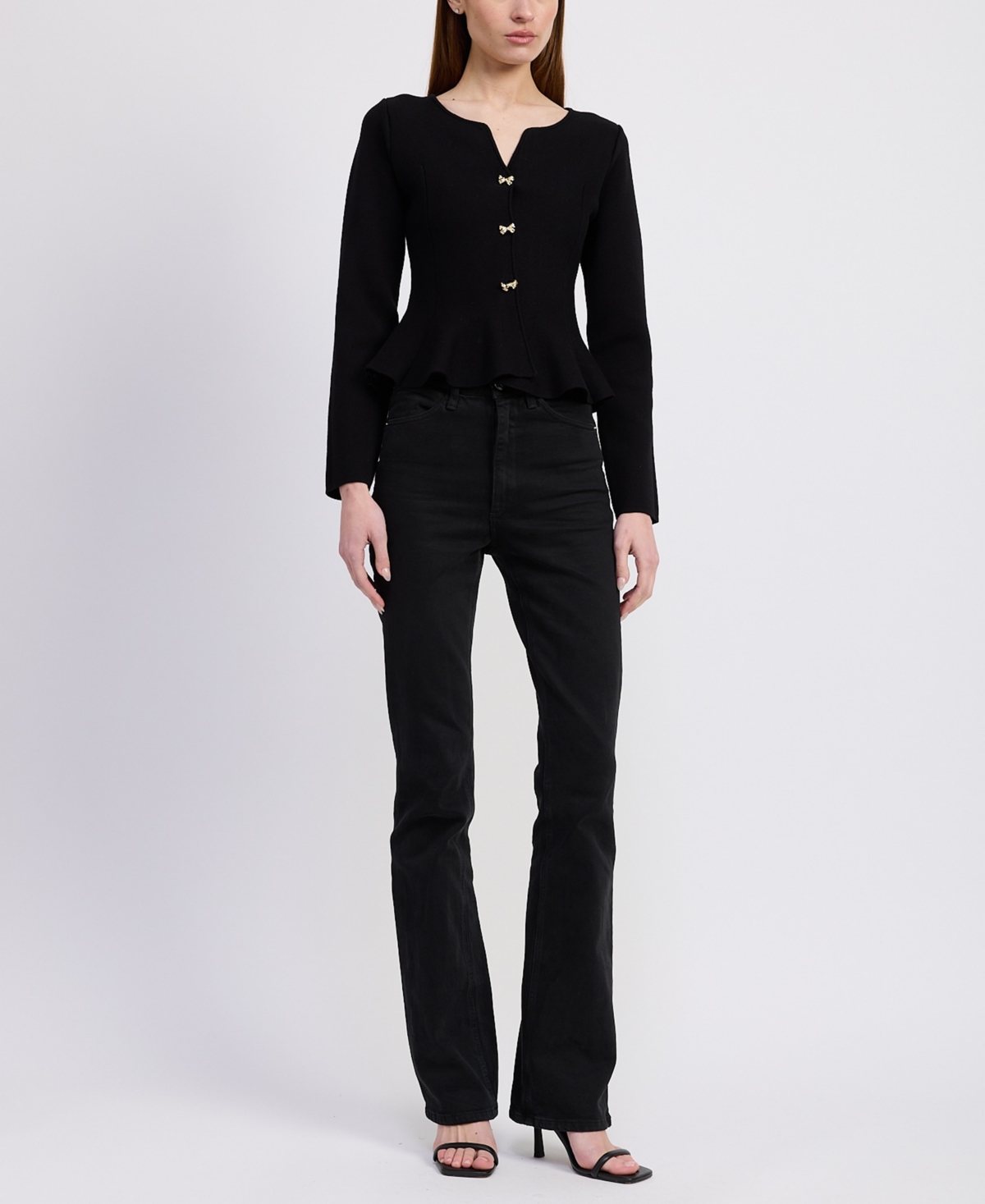 En Saison Women's Idah Button Front Cardigan Sweater In Black
