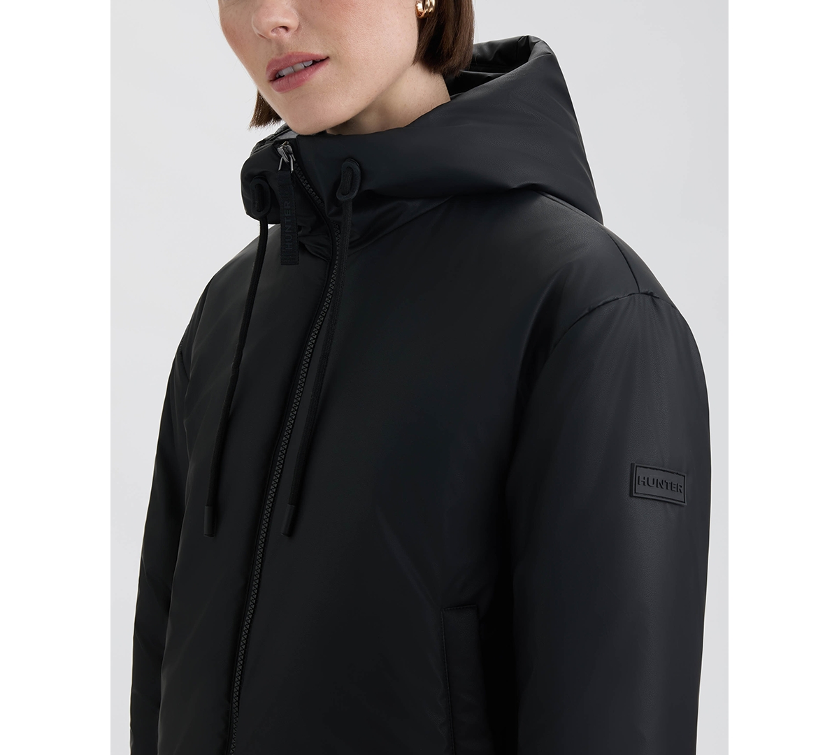 Hunter Leah Puffer Coat In Black