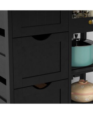 Rolling Kitchen Island Cart, Bar Serving Cart with Drawers,