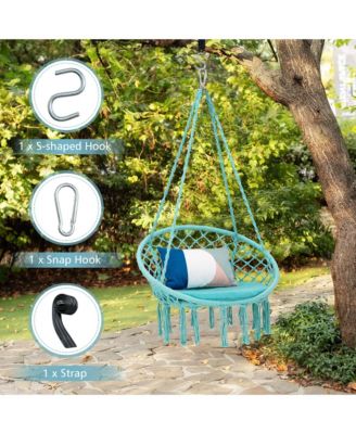 Hammock Swing Chair with Cushion Hanging Hardware Kit Indoor Outdoor