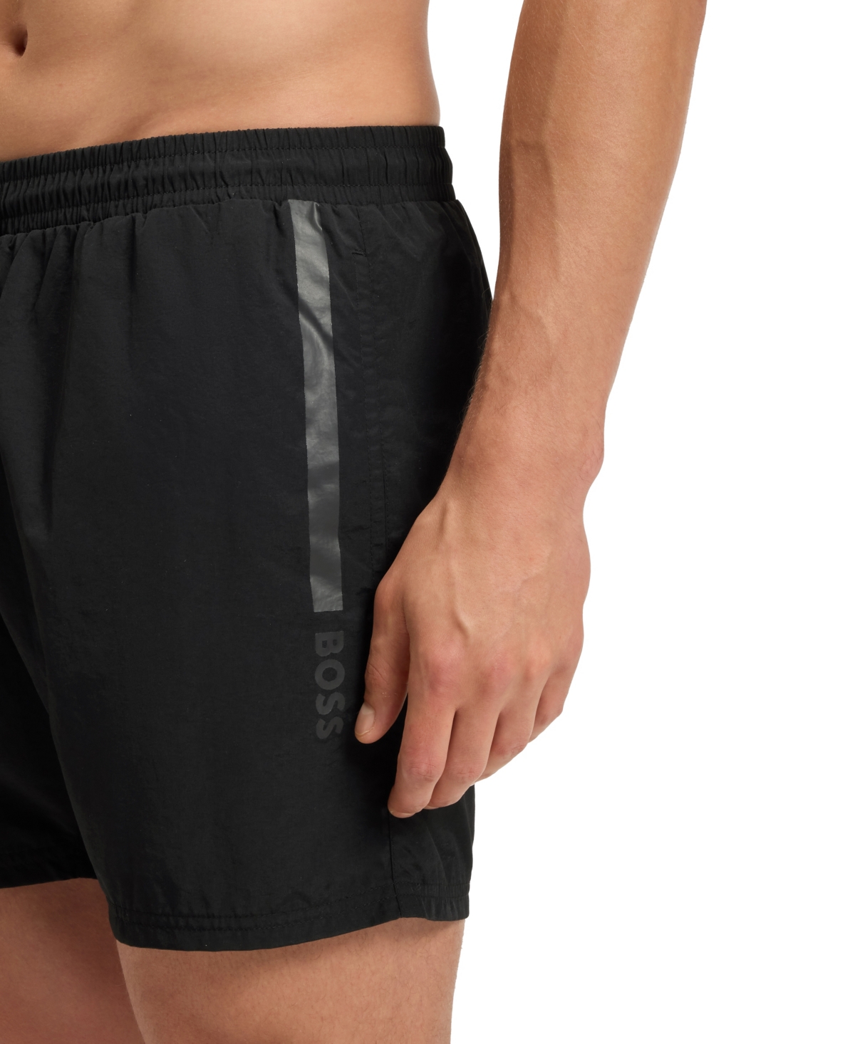 Boss by Hugo Men's Metallic Logo Quick-Drying Swim Shorts