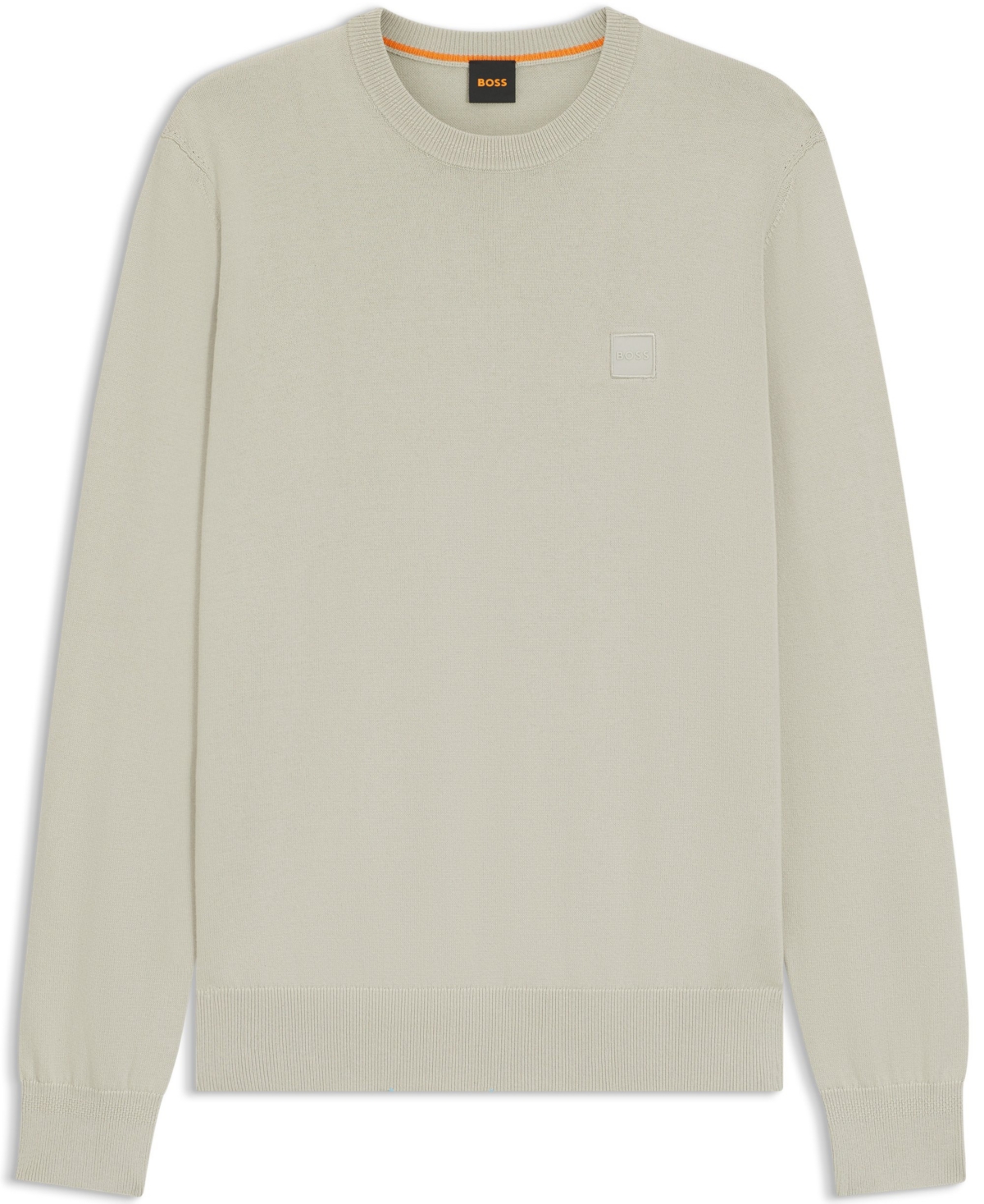 Hugo Boss Cotton-cashmere Regular-fit Sweater With Logo Patch In Neutral