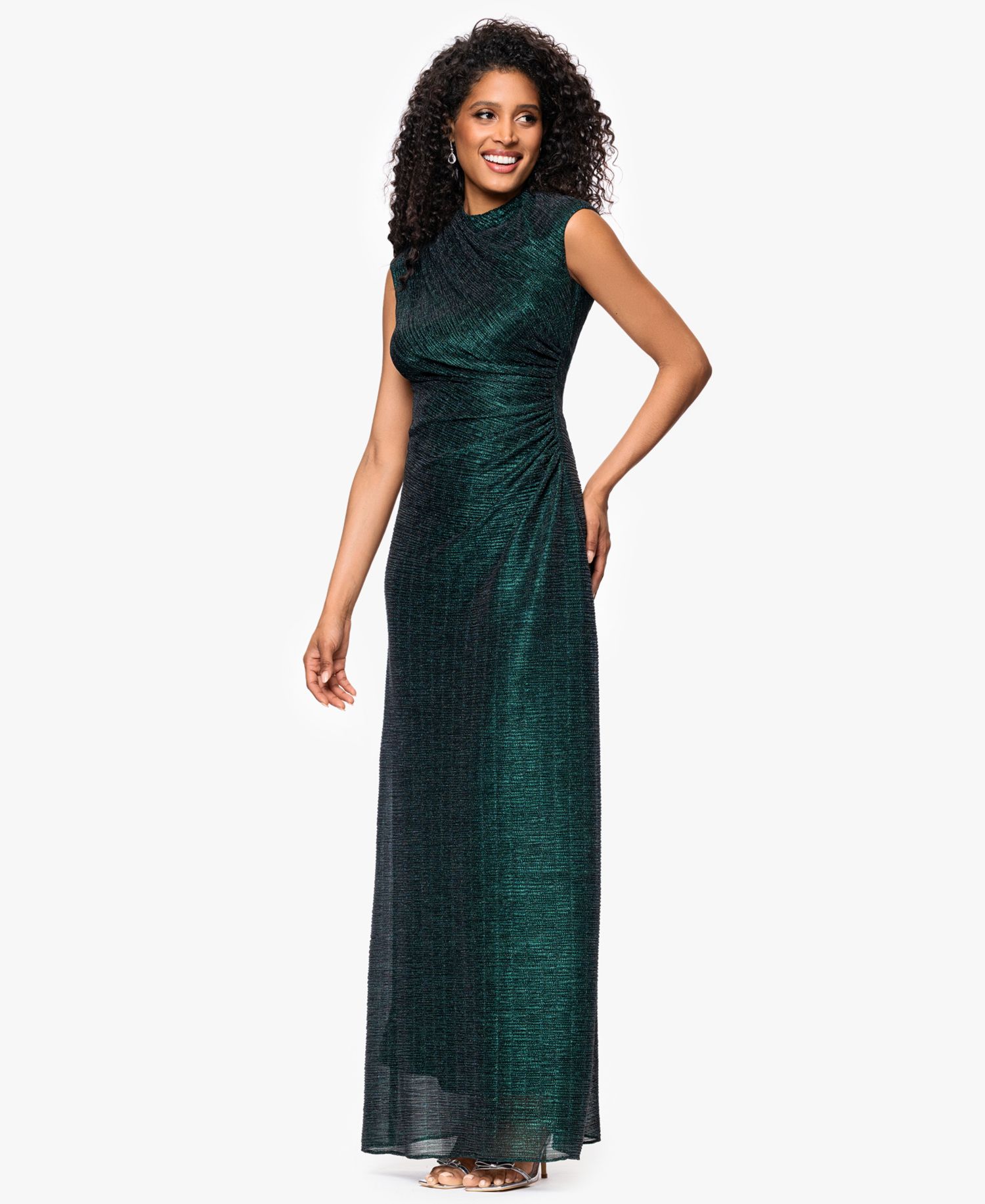Women's Metallic Ruched Gown