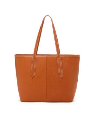 Brown Leather Shoulder Bag Big Work Tote Purse for Women Laptop Handbag with Zipper Closure