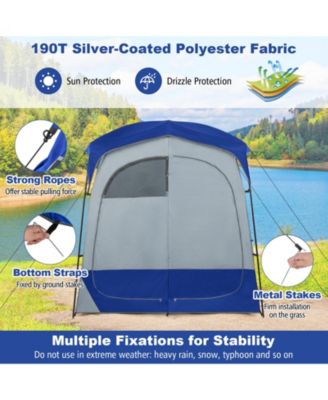 2-Room Oversize Privacy Shower Tent with Removable Rain Fly and Inside Pocket - Blue