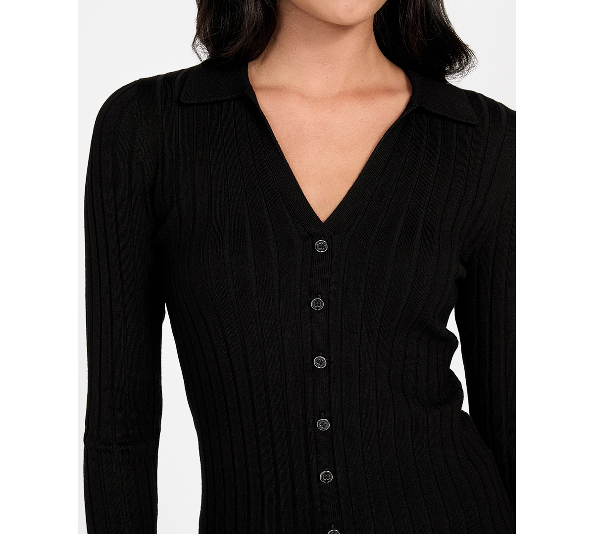 Guess Miranda Rib Cardigan In Black