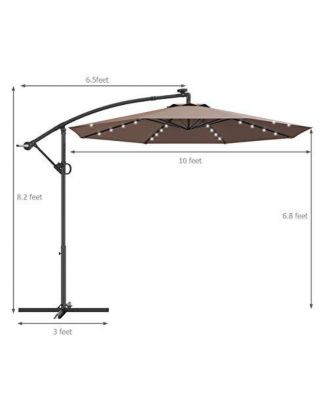 10 Feet 360° Rotation Solar Powered LED Patio Offset Umbrella without Weight Base