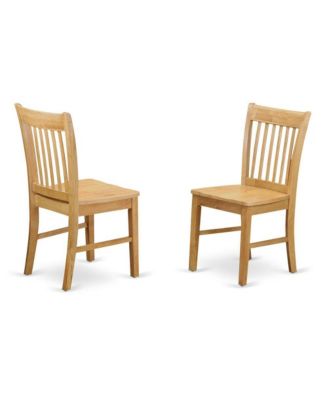 3 Piece Kitchen Dining Table Set - Oak Wood Dining Room Table and 2 Oak Modern Kitchen Chairs with Slatted Back - Oak Finish