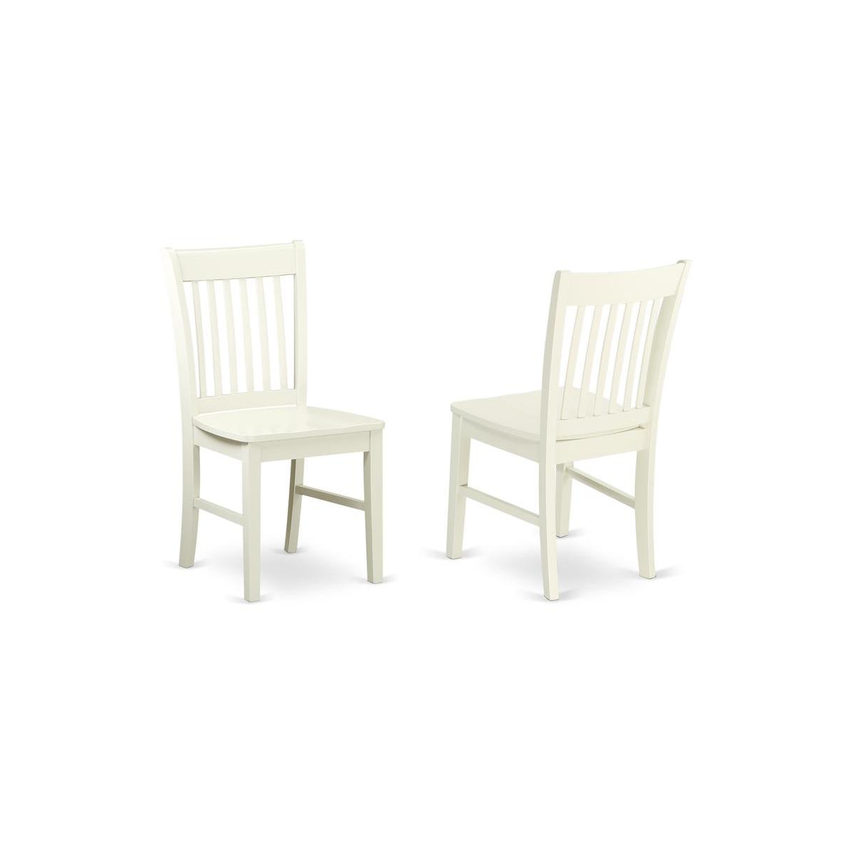 East West Furniture 5 Piece Dining Room Table Set - Linen White Dining Table and 4 Linen White Kitchen Chairs with Slatted Back - Linen White Finish