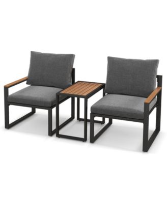 3 PCS Patio Furniture Set Weatherproof Outdoor Conversation Set w/ Soft Cushions