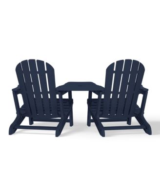 Outdoor HDPE Adirondack Chairs With Connecting Table Tray (Set of 2)