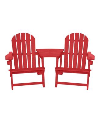 Outdoor HDPE Adirondack Chairs With Connecting Table Tray (Set of 2)