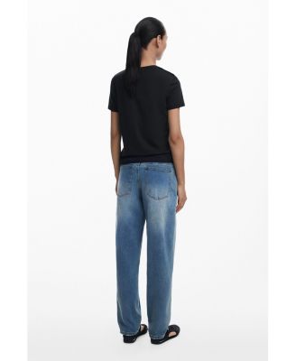 Women's T-shirt with embroidered phrase