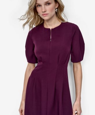 Women's Short Sleeve Crew Neck Fit & Flare Dress