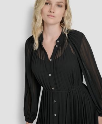 Women's Long Sleeve Collared Shift Dress