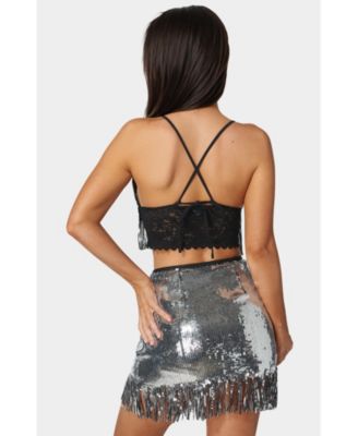 Women's Lace Shrug and Sequins Cami
