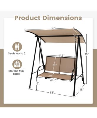 2-Person Patio Swing Seat Swing Bench Canopy Swing Loveseat Outdoor