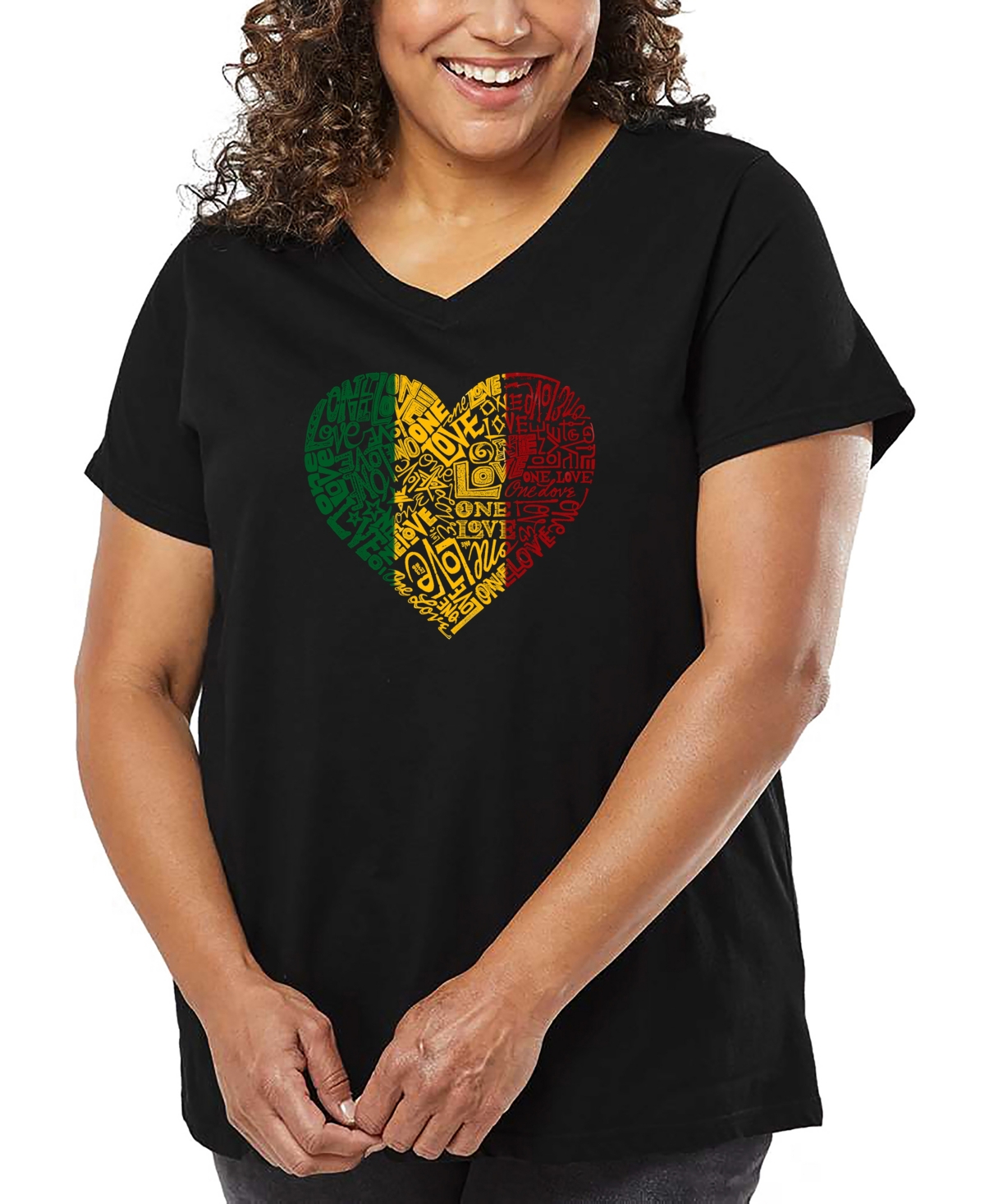 La Pop Art Plus Size Have Yourself A Merry Little Christmas Word Art V-neck T-shirt In Black
