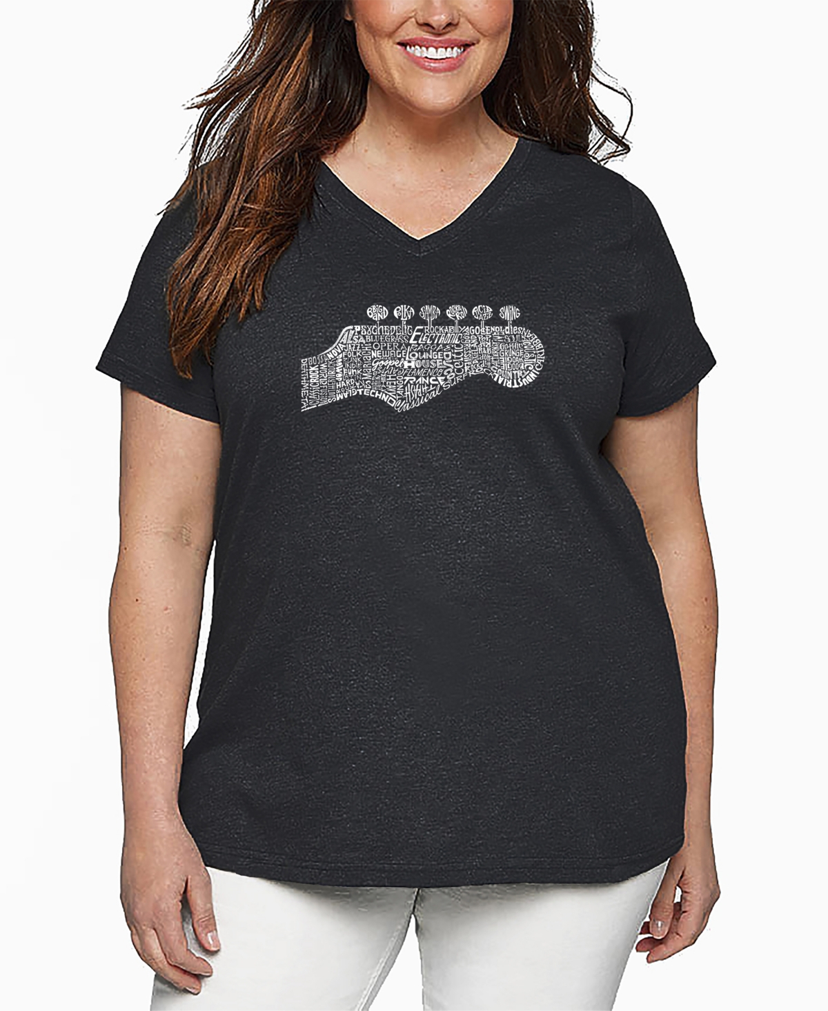La Pop Art Plus Size Crazy Little Thing Called Love Word Art V-neck T-shirt In Gray