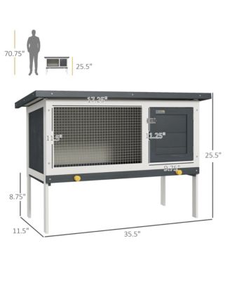Fir Wood Rabbit Hutch W/ Slide-Out Tray and Openable Roof, Dark