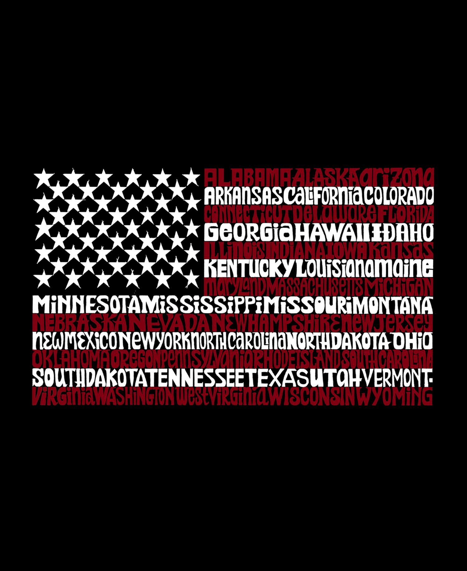 Plus Size 50 States USA Flag Word Art V-Neck T-Shirt