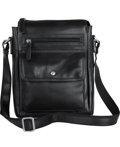 Мужская сумка Mancini Everyday Leather Crossbody, цвет: Чёрный
