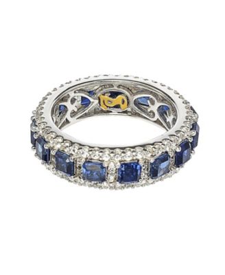 Suzy Levian Sterling Silver Sapphire & Created White Sapphire Modern Eternity Band