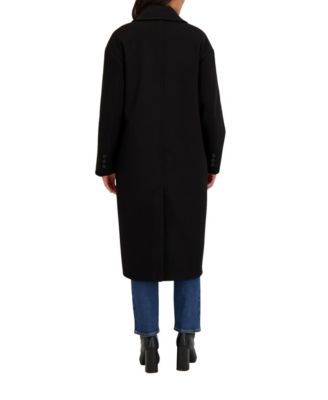Women's Long Oversized Double Breasted Faux Wool Coat