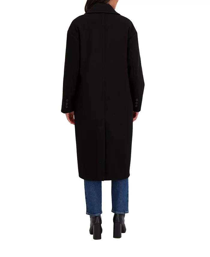 Women's Long Oversized Double Breasted Faux Wool Coat - thumbnail 10