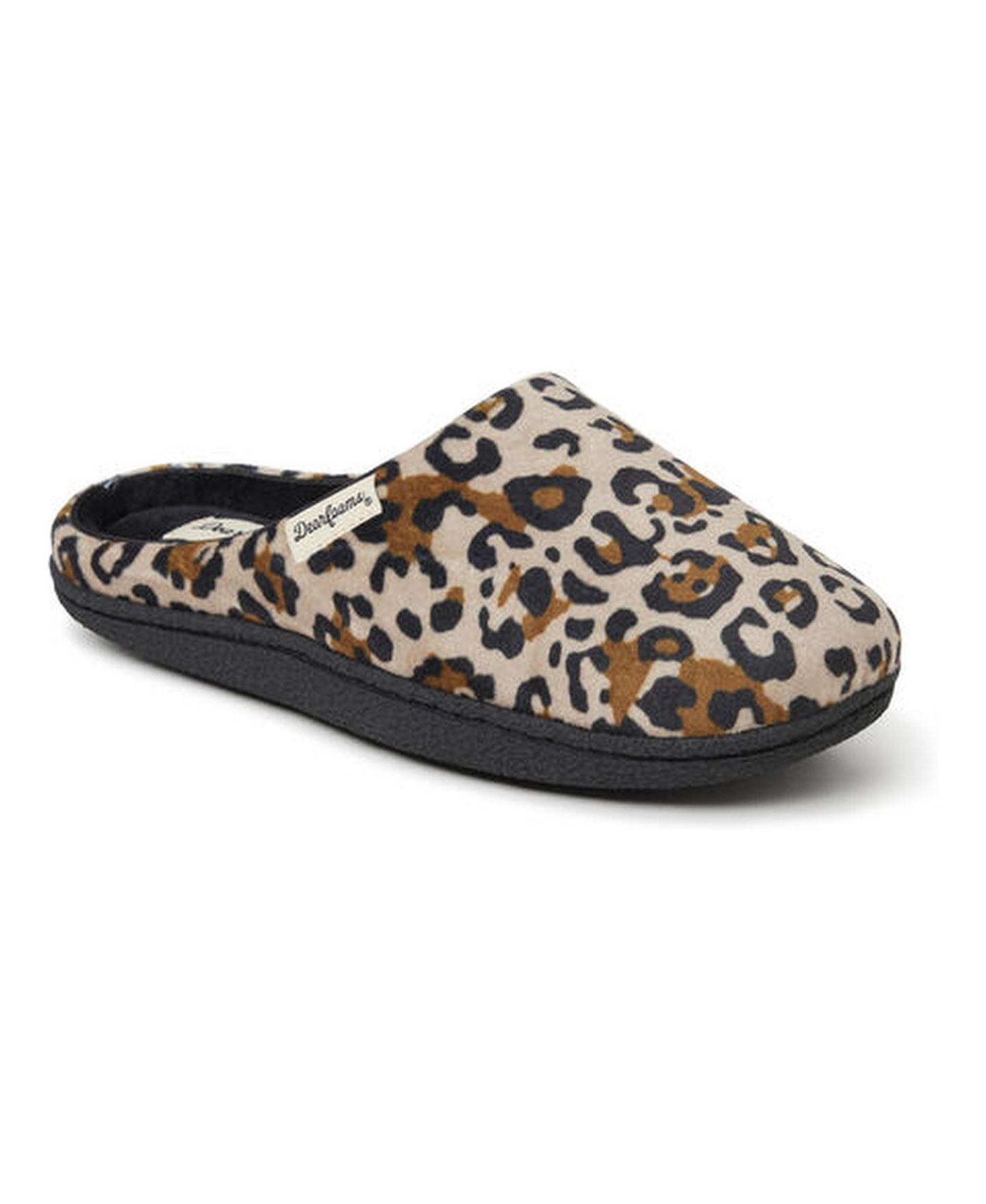 Женские сабо Dearfoams Quilted Velour Clog House Slipper, цвет: Леопардовый — фото 1