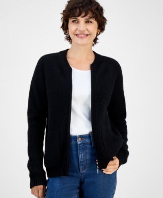 Women's 100% Cashmere Shaker-Stitch Bomber Jacket, Macy's Exclusive 