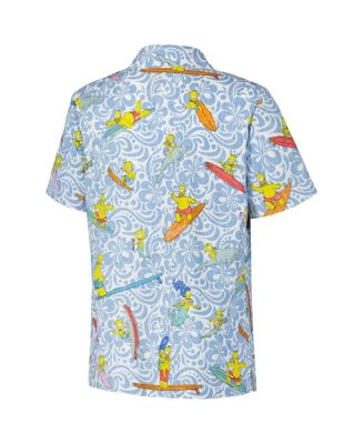 Women's Light Blue The Simpsons Cowabunga Relaxed Button-Up Shirt