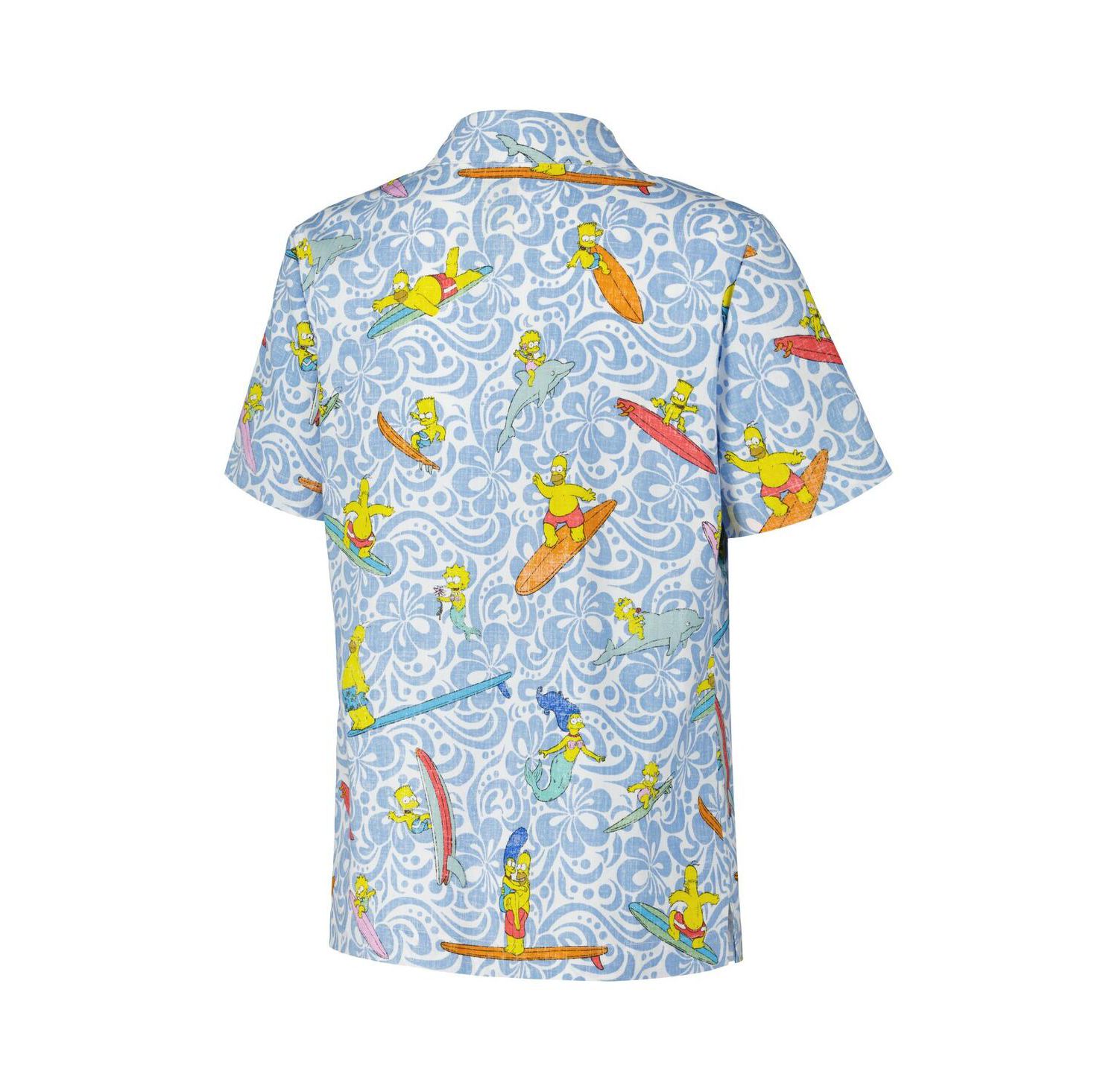 Women's Light Blue The Simpsons Cowabunga Relaxed Button-Up Shirt