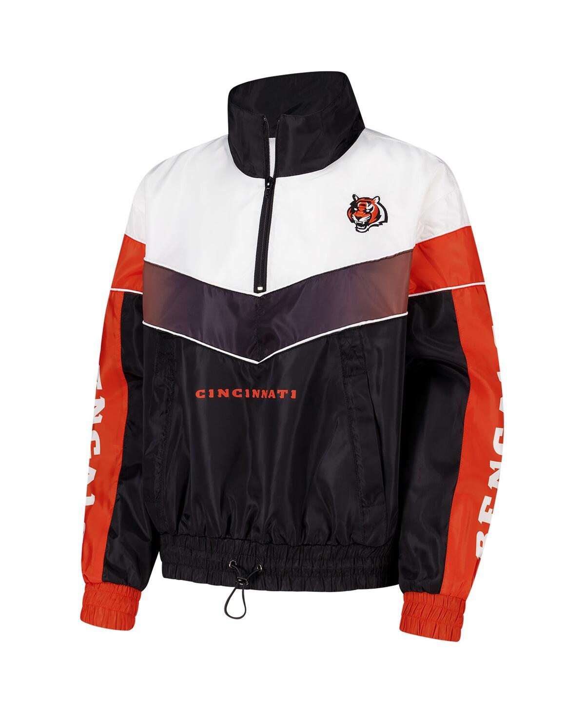 The Wild Collective Women's Black Cincinnati Bengals 1/4 Zip Track Jacket In Multi