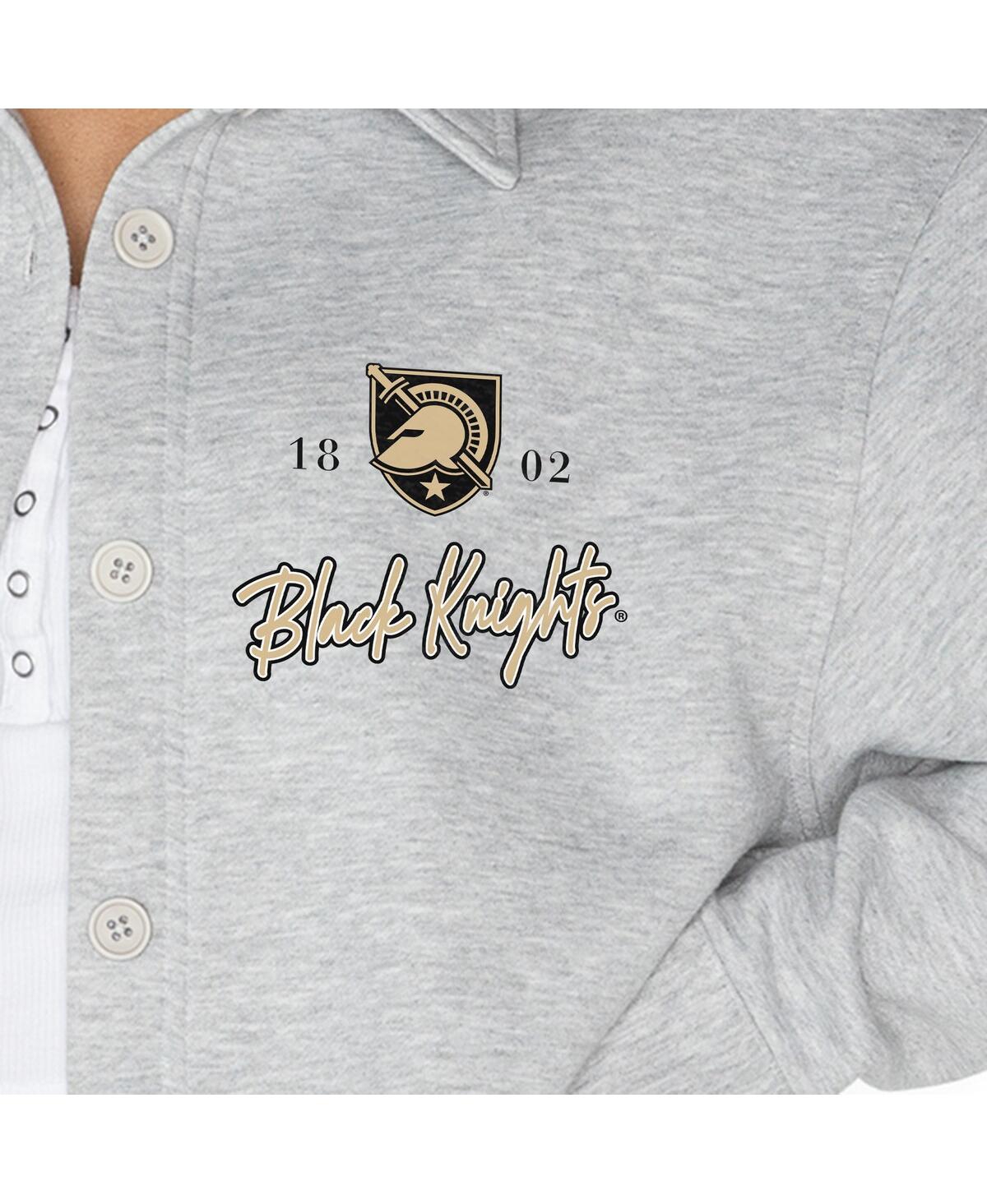 Gameday Couture Women's Ash Army Black Knights Foundation Full-button Long Sleeve Overshirt In Gray