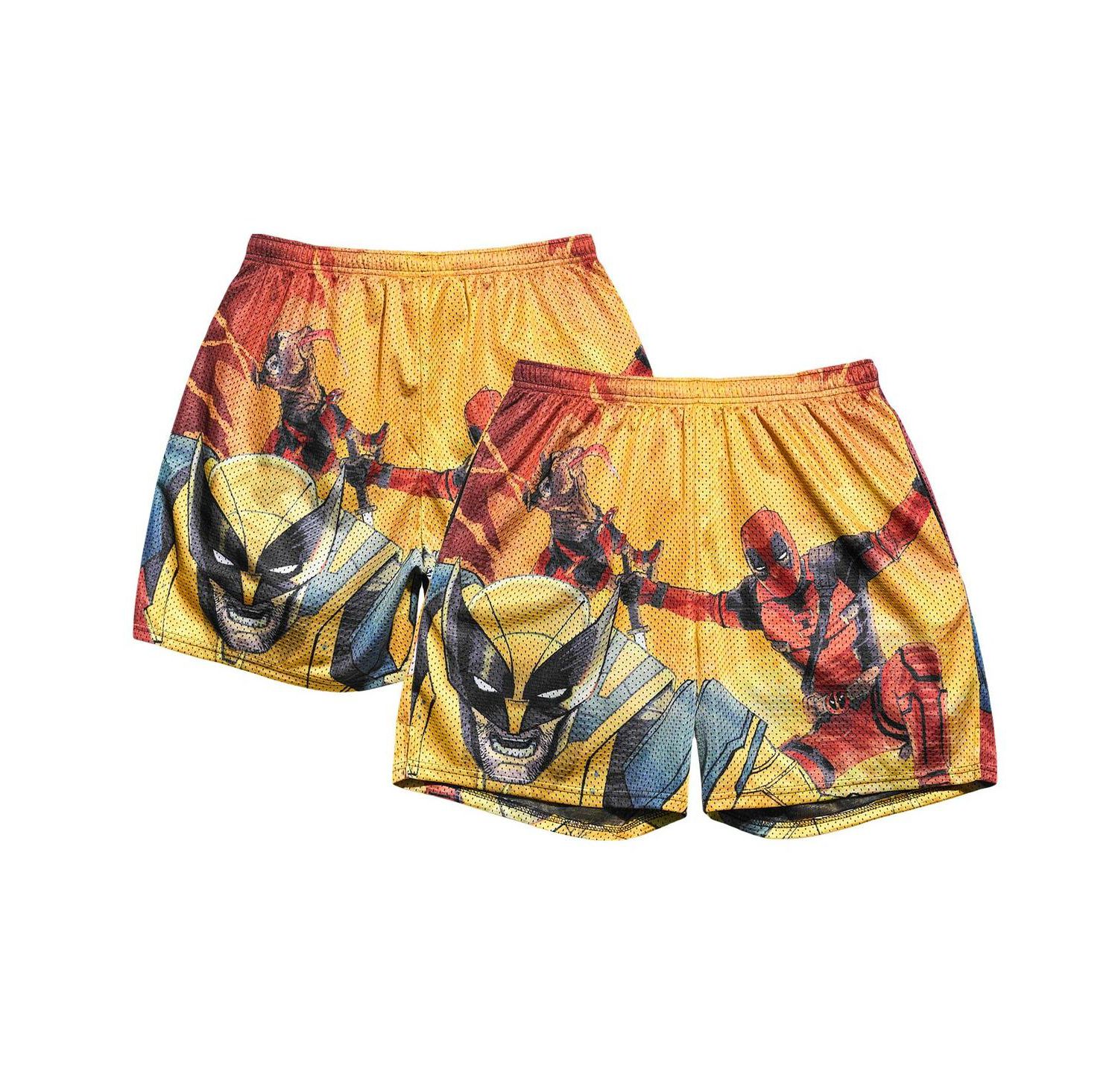 Men's Yellow Deadpool Wolverine Jump Retro Shorts