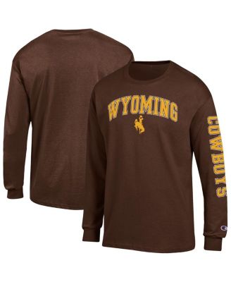 Champion - Men's Brown Wyoming Cowboys Arch Over Logo 2-Hit Long Sleeve T-Shirt