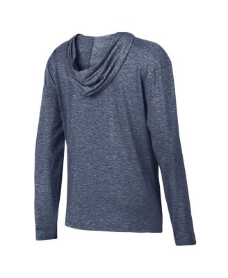 Women's Heather Navy Notre Dame Fighting Irish Breezy Long Sleeve Hoodie T-Shirt