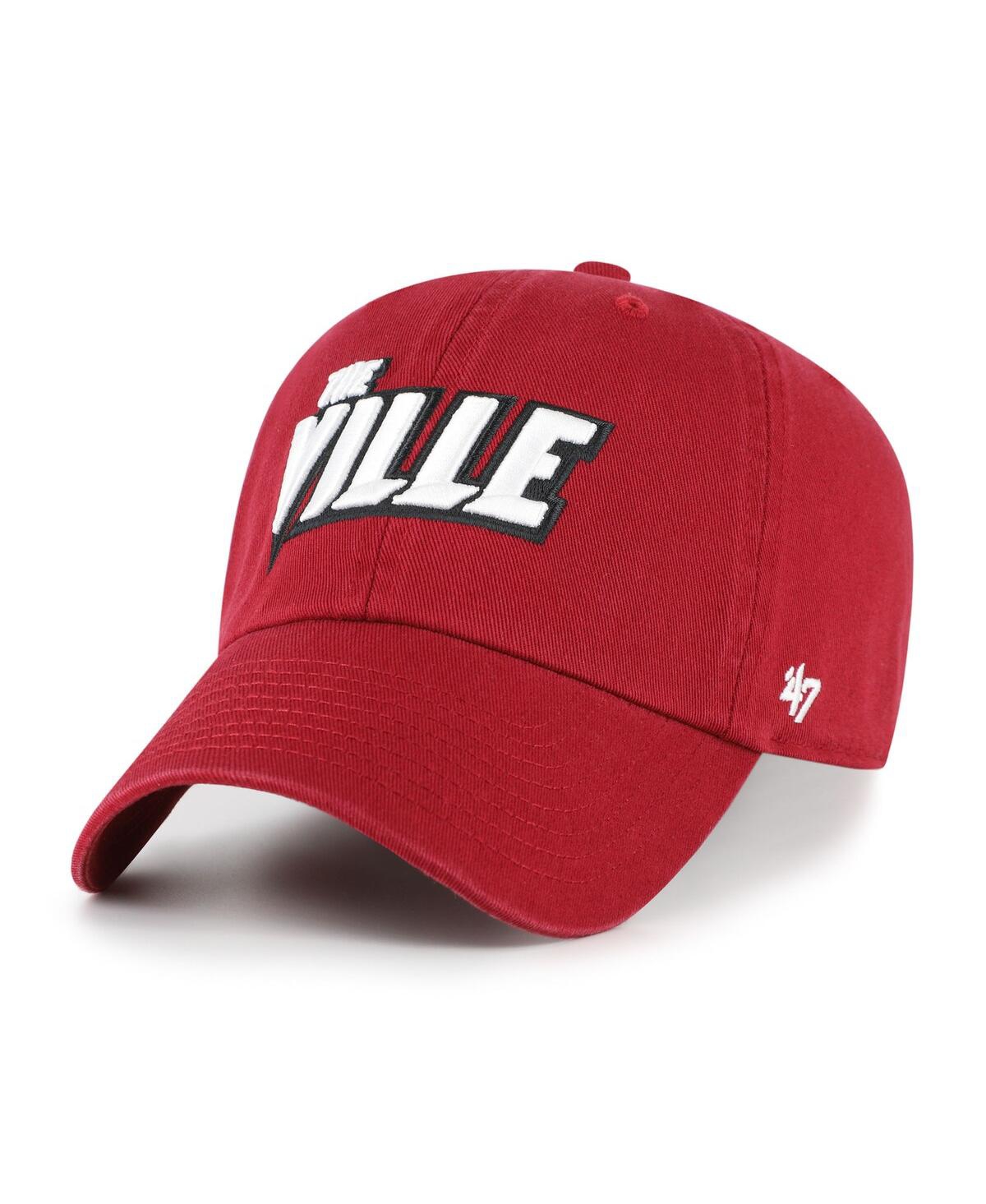 47 Brand Men's Red Louisville Cardinals Clean Up Adjustable Hat In Red