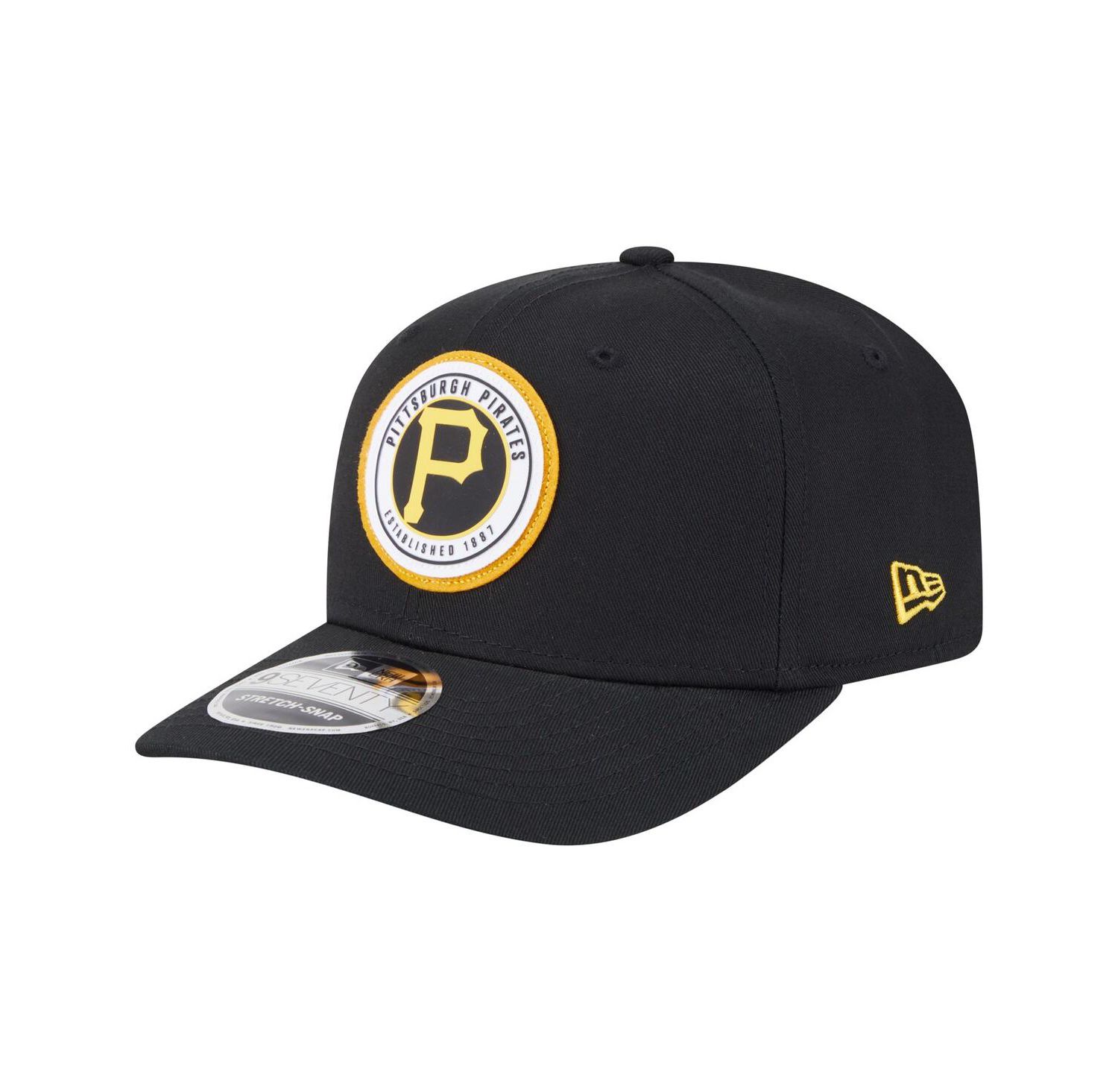 Men's Black Pittsburgh Pirates Circle Patch 9SEVENTY Stretch snap Hat