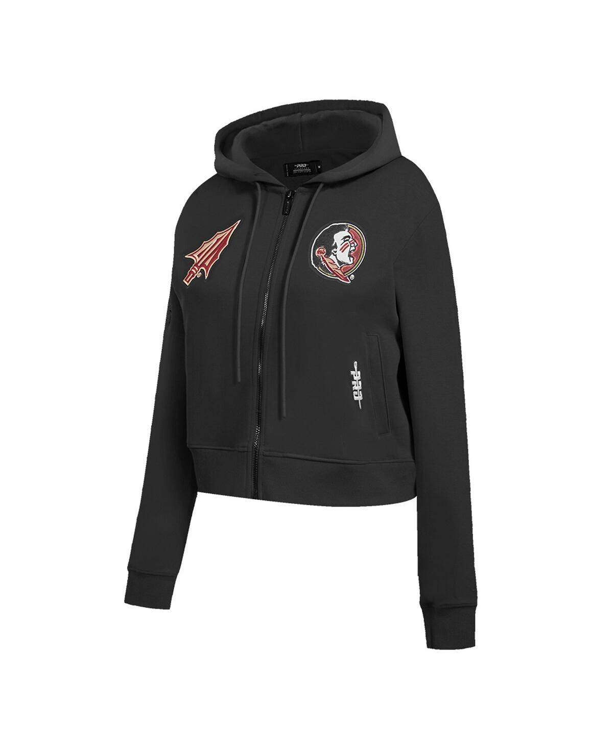 Pro Standard Women'sâ Black Florida State Seminoles Game Day Sequin Full-zip Hooded Jacket In Black