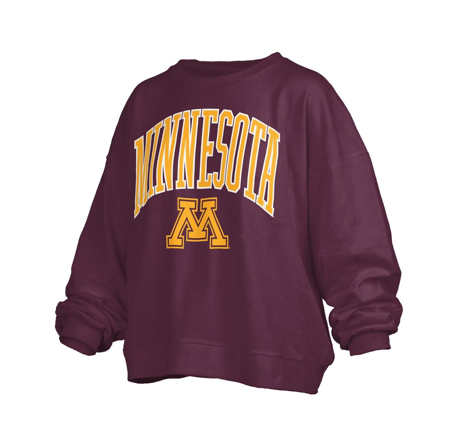Women's Maroon Minnesota Golden Gophers Janise Arch Over Logo Waist Length Oversized Pullover Sweatshirt