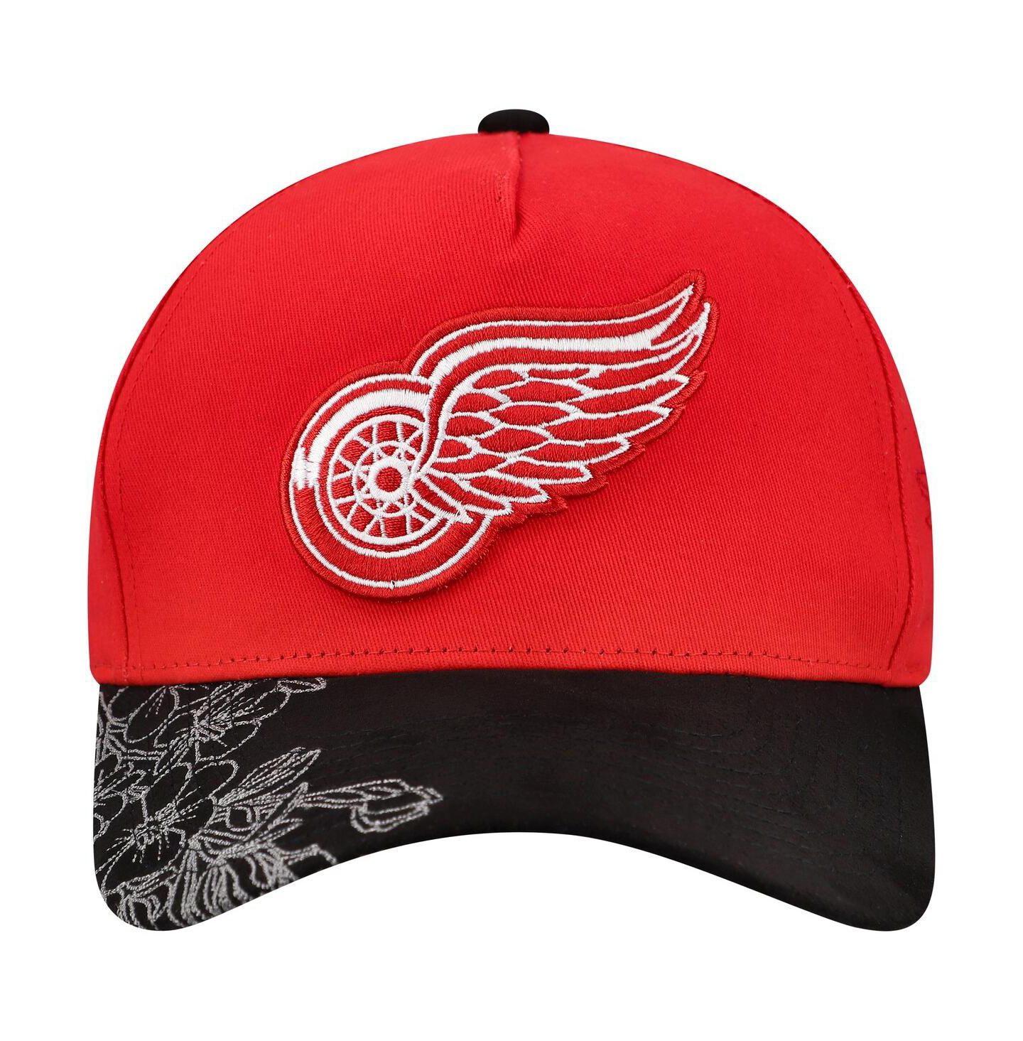 Мужская кепка Mitchell & Ness Red/Black Detroit Red Wings May Flowers Pro Crown Adjustable Hat — фото 4