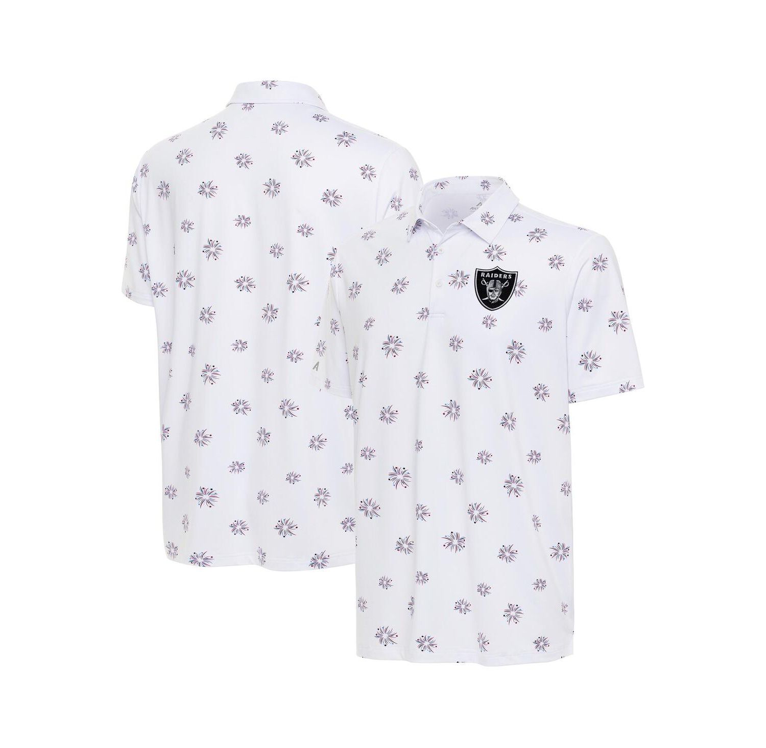 Men's White Las Vegas Raiders Fireworks Polo Shirt