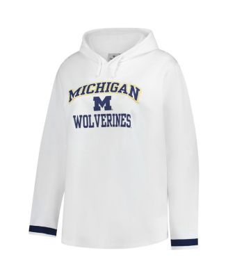 Women's White Michigan Wolverines Plus Size Pullover Hoodie