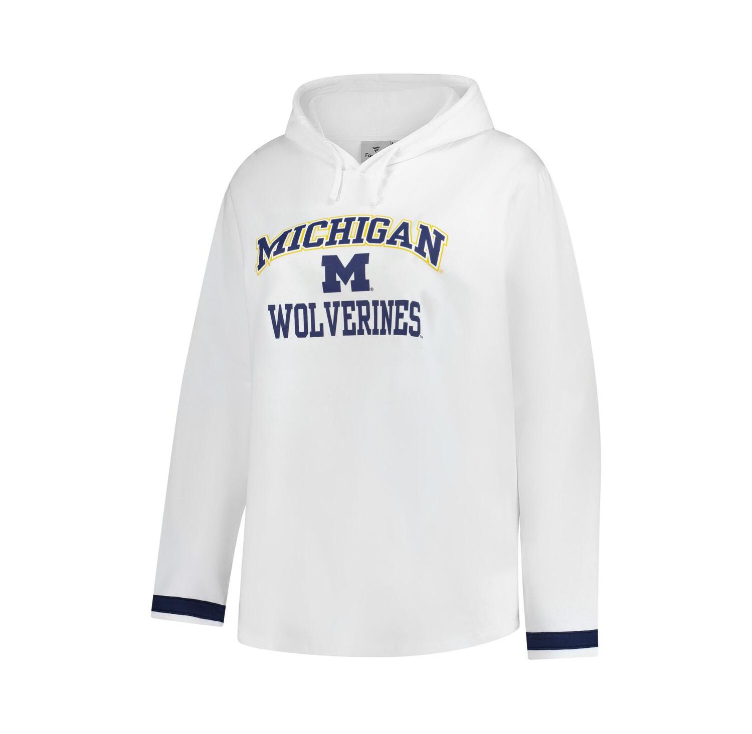 Women's White Michigan Wolverines Plus Size Pullover Hoodie