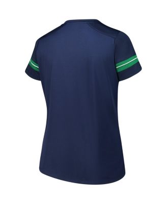 Women's Navy Notre Dame Fighting Irish Plus Size Overtime Readiness Lace-Up T-Shirt