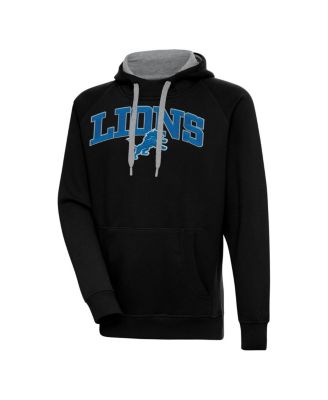 Antigua - Men's Black Detroit Lions Victory Pullover Hoodie